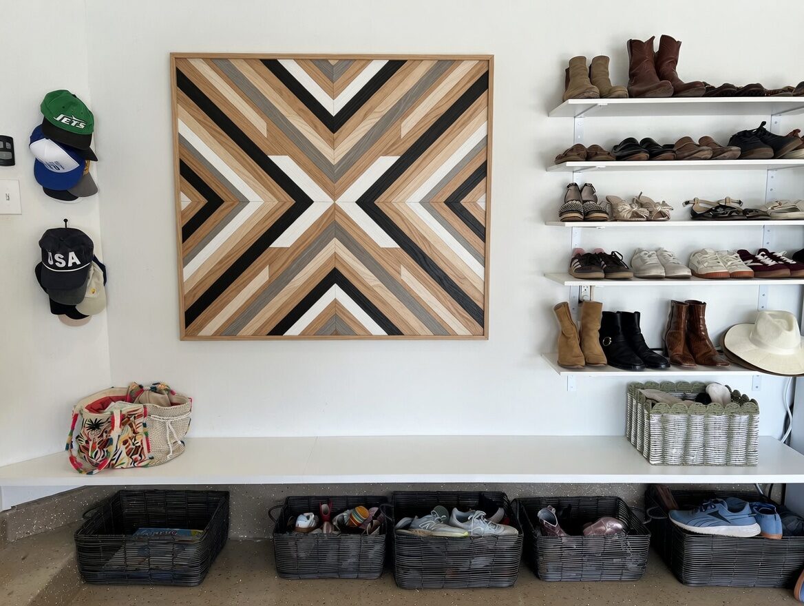 Garage bench shelving
